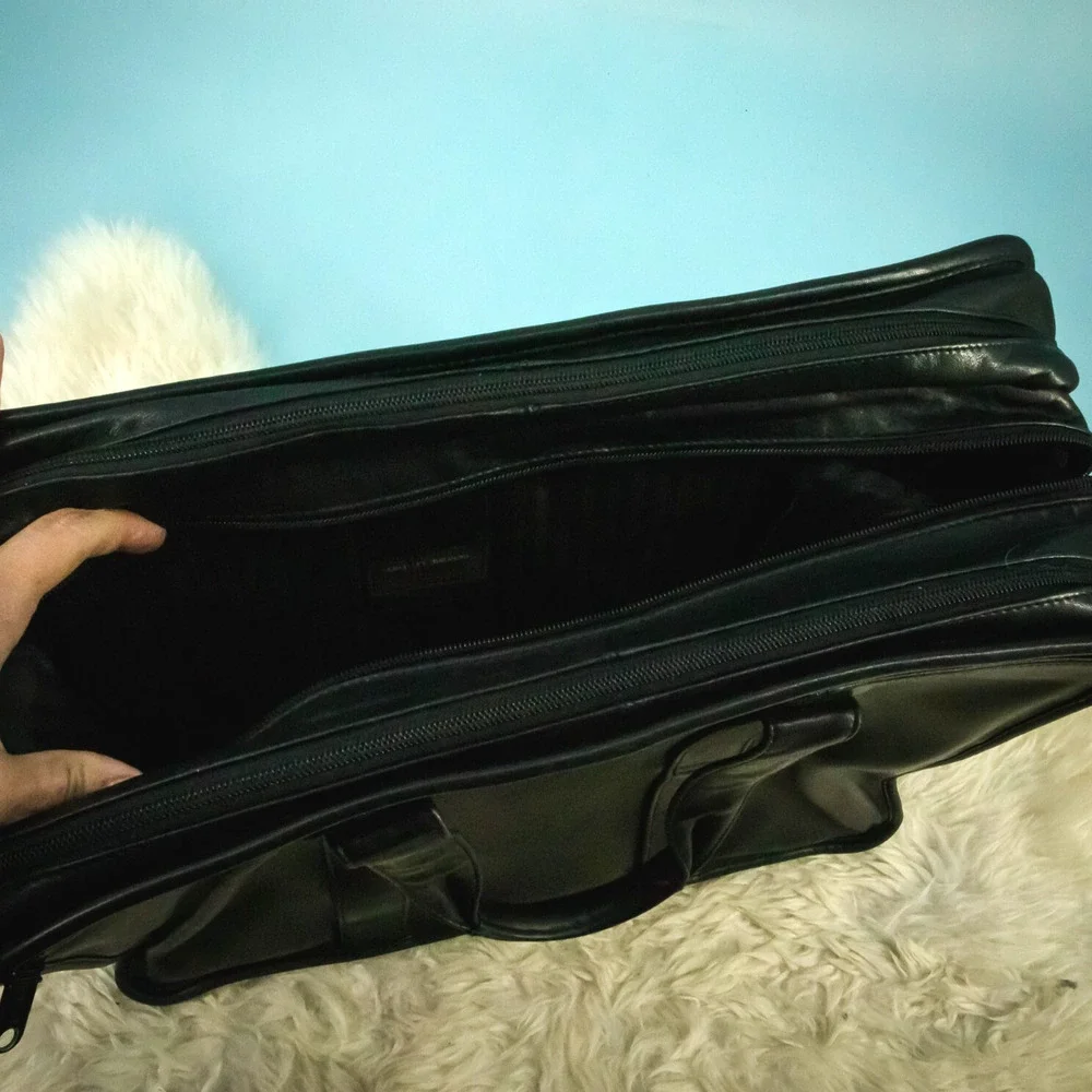 Tumi Black Alpha Napa Leather Padded Laptop Briefcase Bag Business Career 9624D3